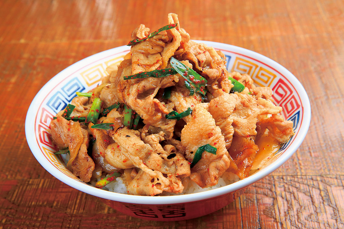 ピリ辛スタミナ丼(スープ付き)